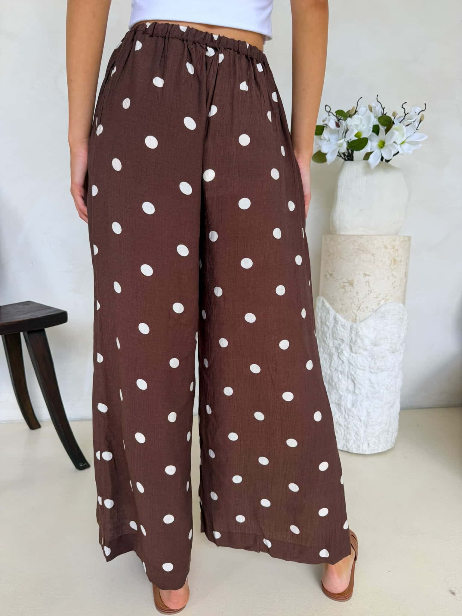 Blair Pants - Cappuccino Polka Dot