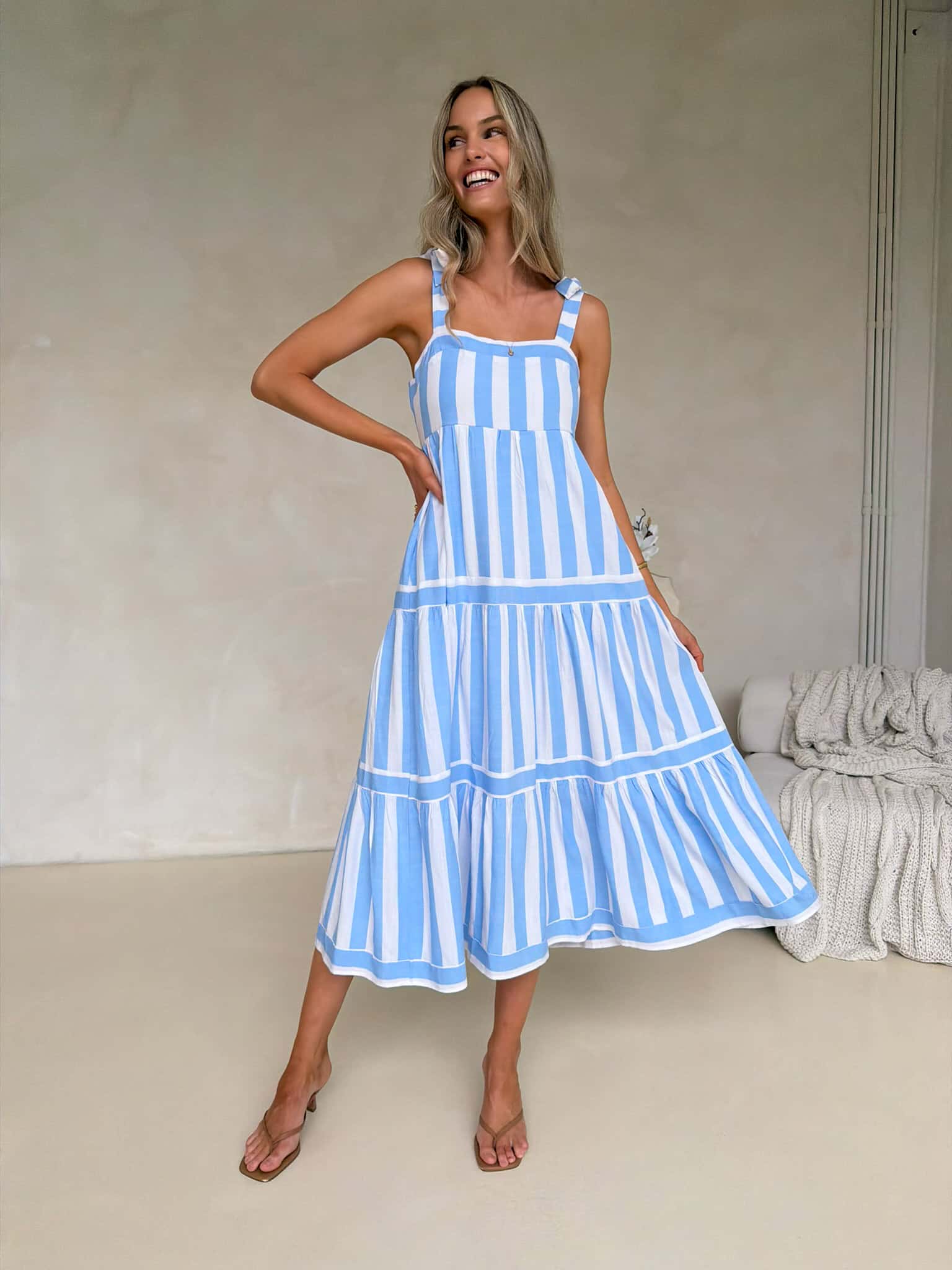 Cleo Maxi Dress - Blue Stripe