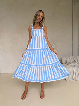 Cleo Maxi Dress - Blue Stripe