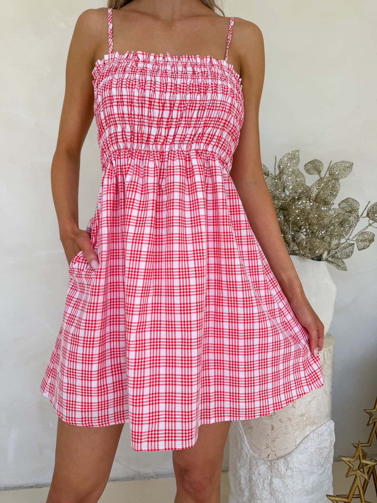 Cove Mini Dress - Red Plaid