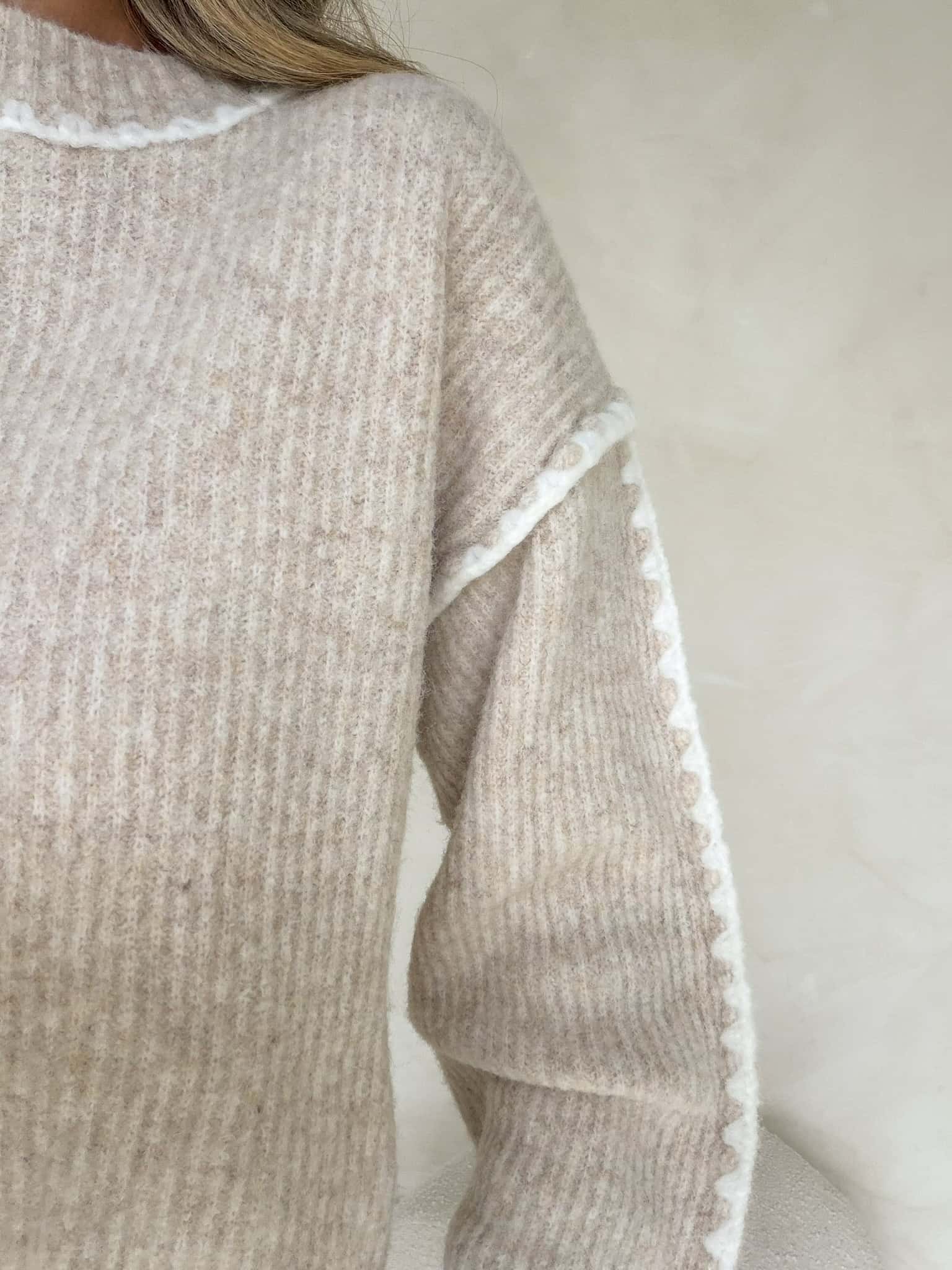 Della Cropped Knit - Cream Marle