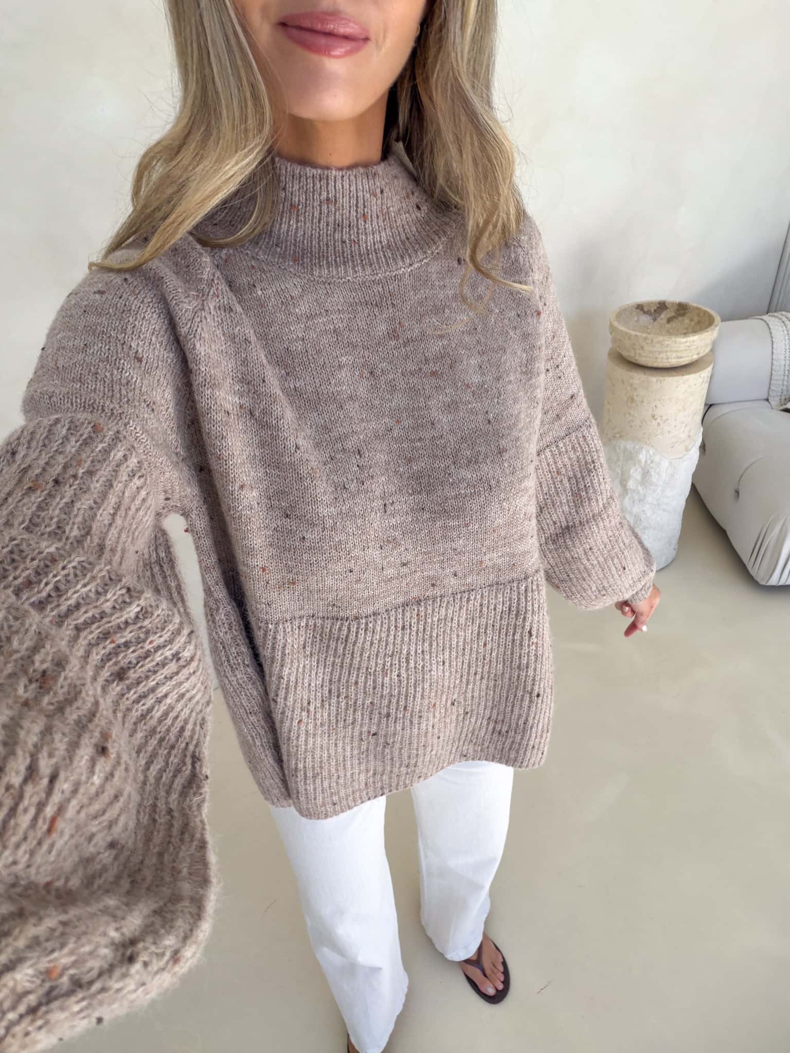 Elara High Neck - Taupe Marle