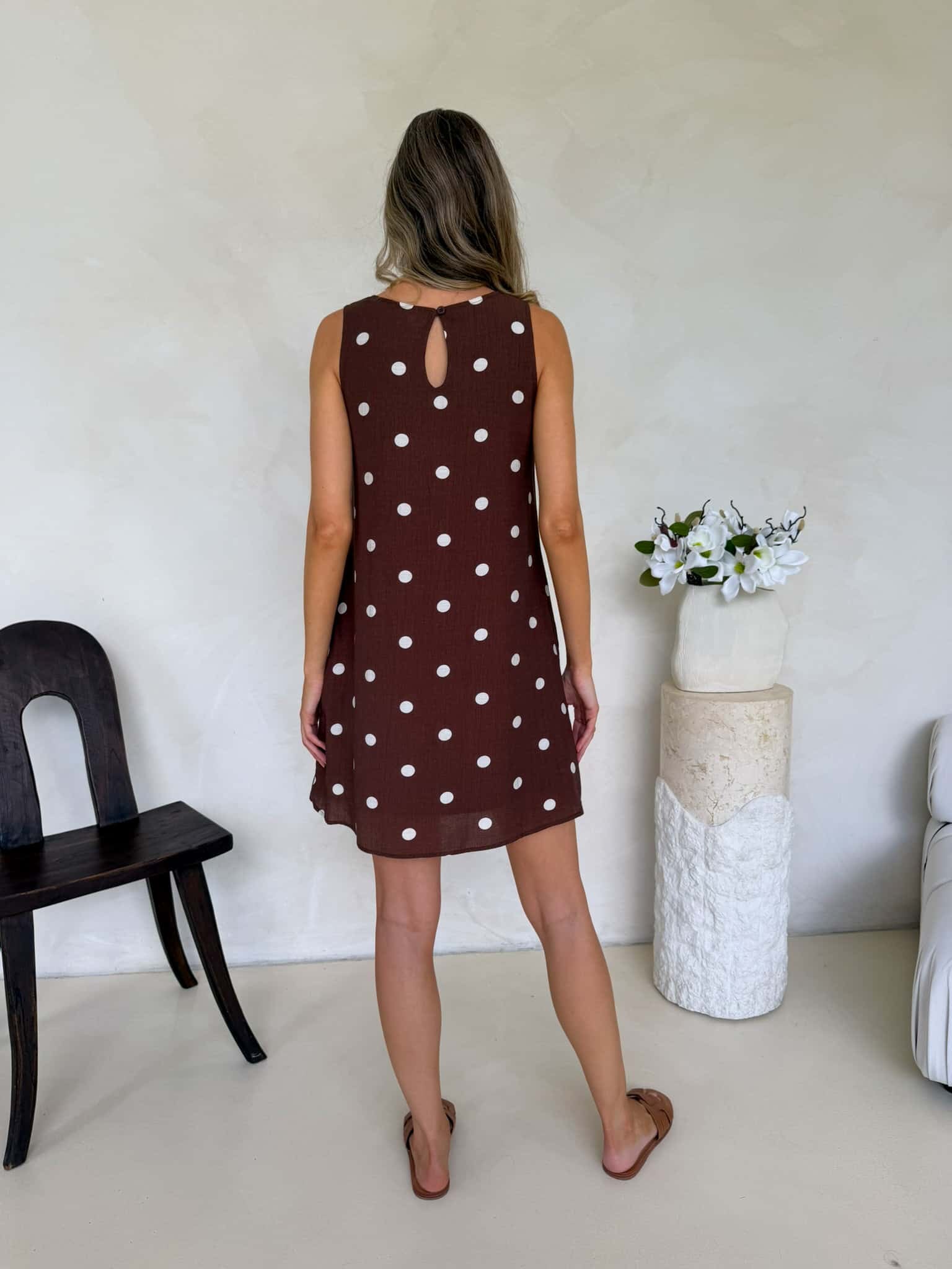 Frankie Dress - Cappuccino Polka Dot