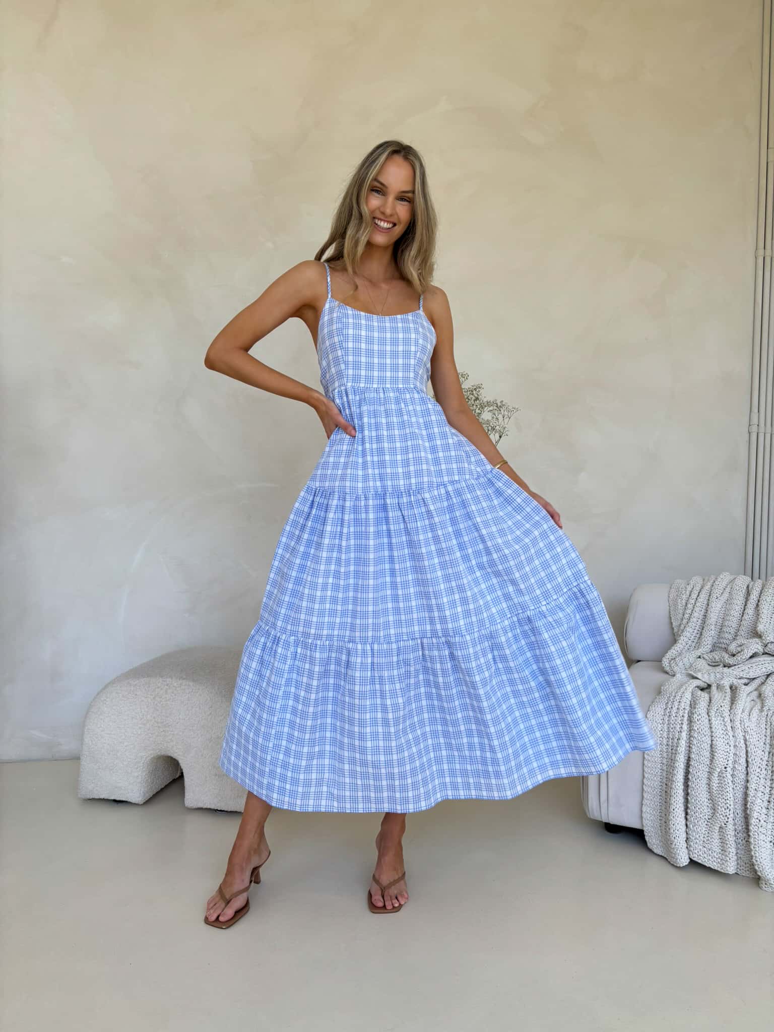 Georgie Maxi Dress - Blue Plaid