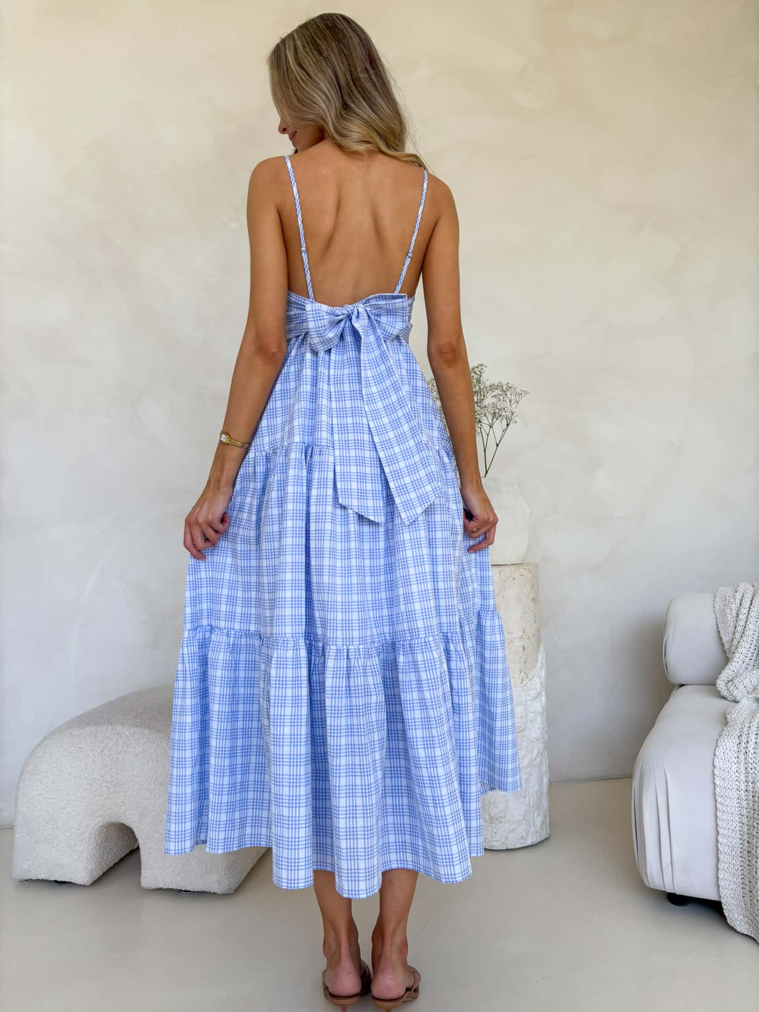Georgie Maxi Dress - Blue Plaid