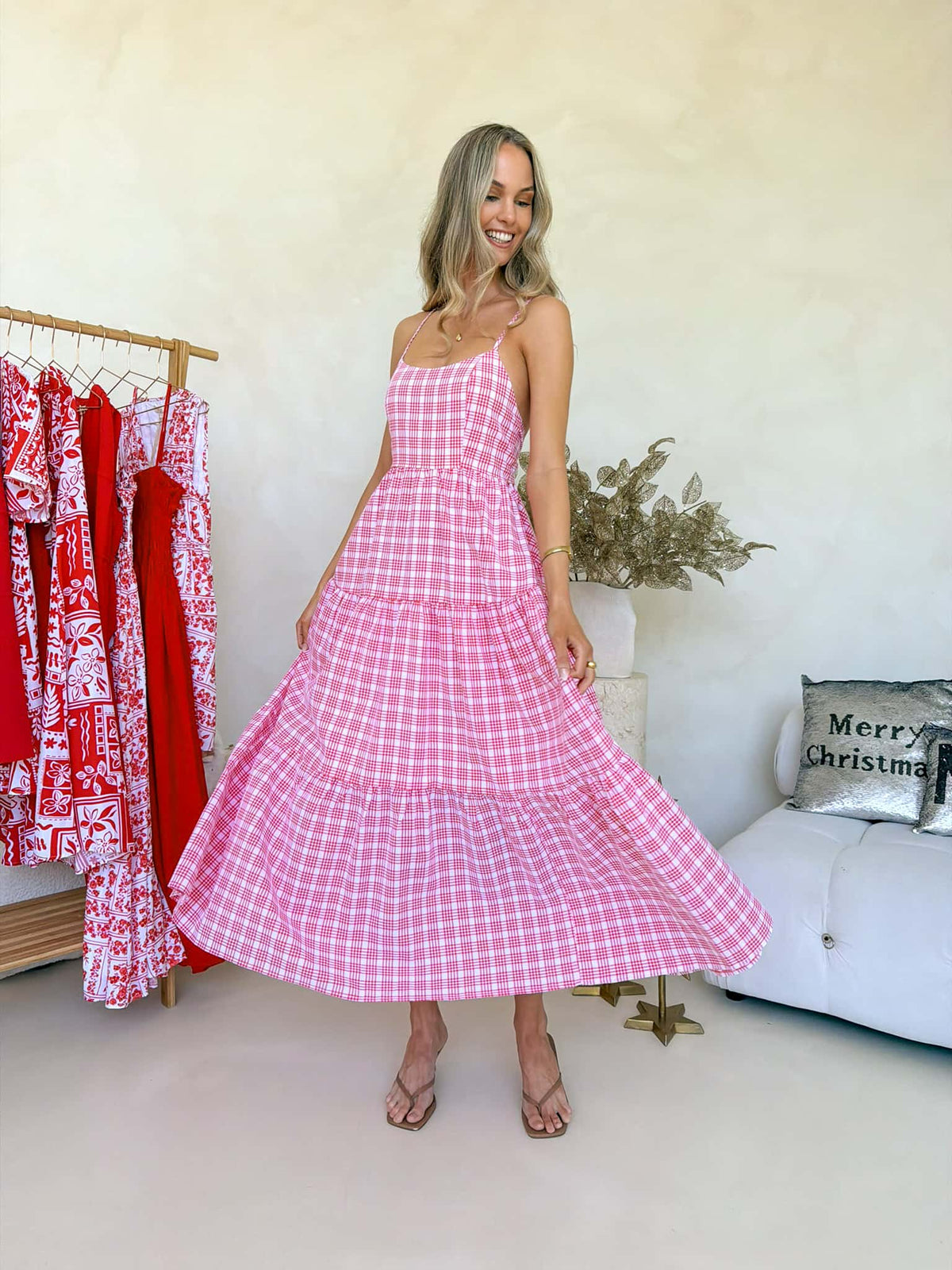 Georgie Maxi Dress - Red Plaid