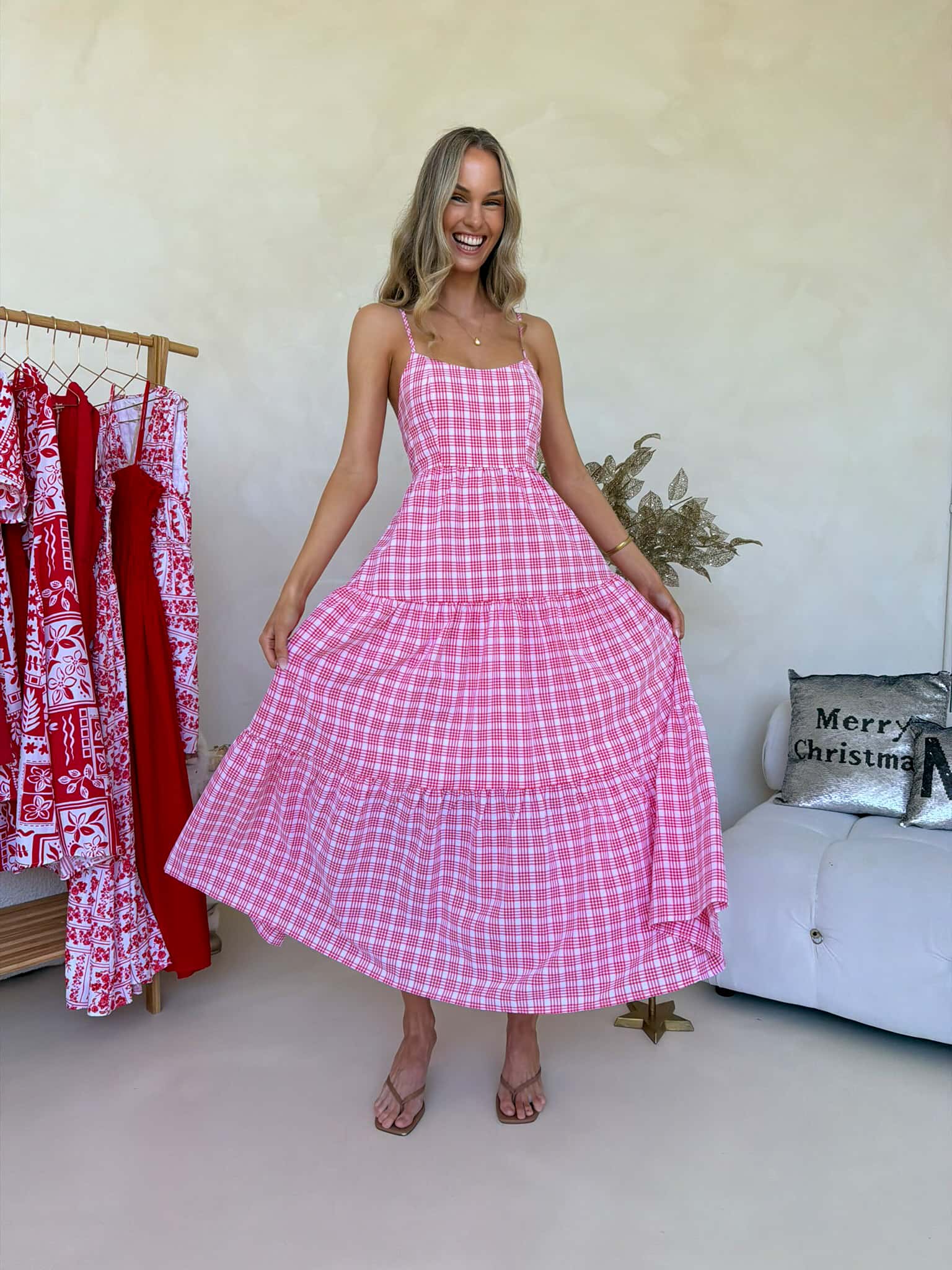 Georgie Maxi Dress - Red Plaid