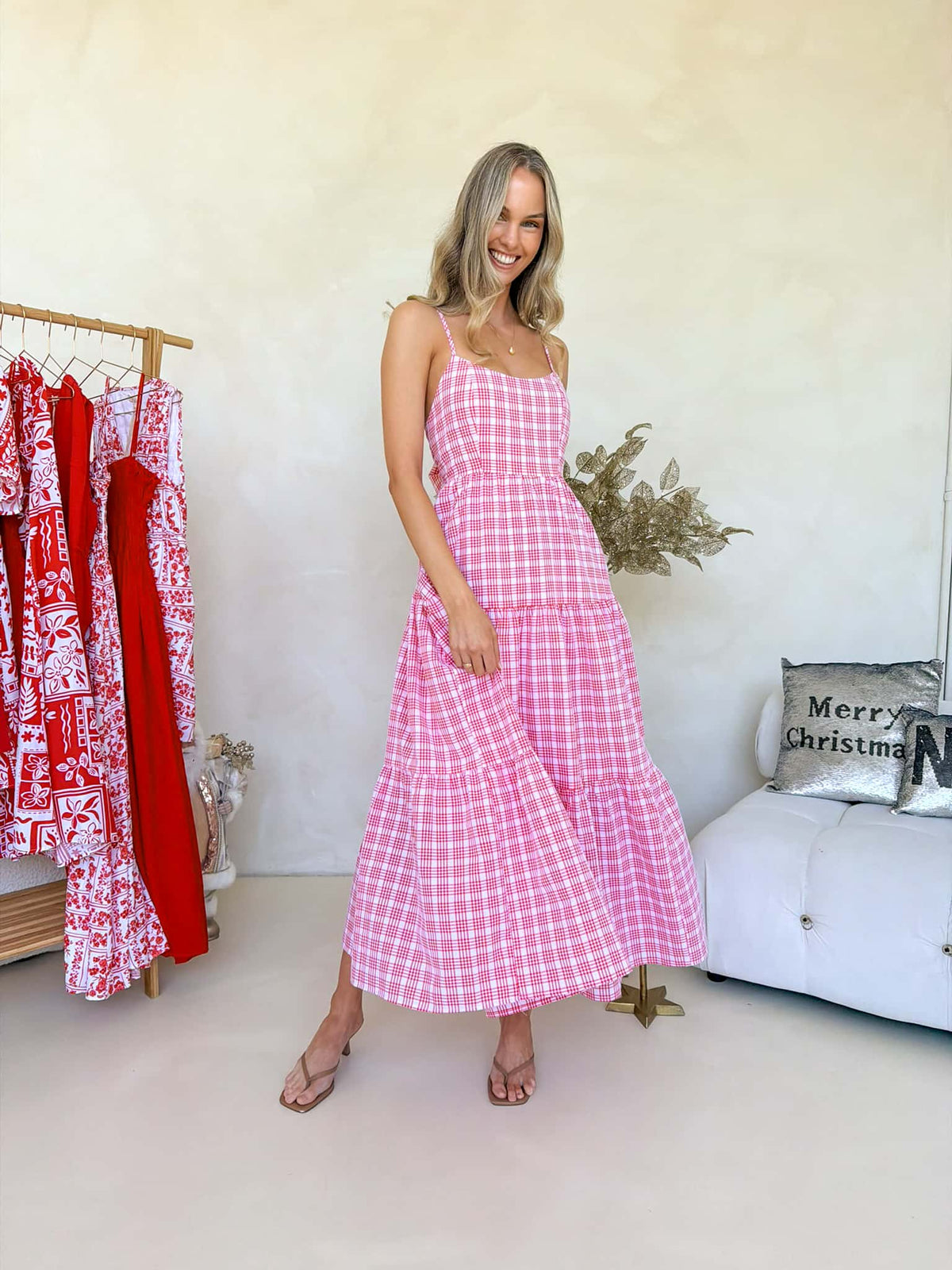 Georgie Maxi Dress - Red Plaid