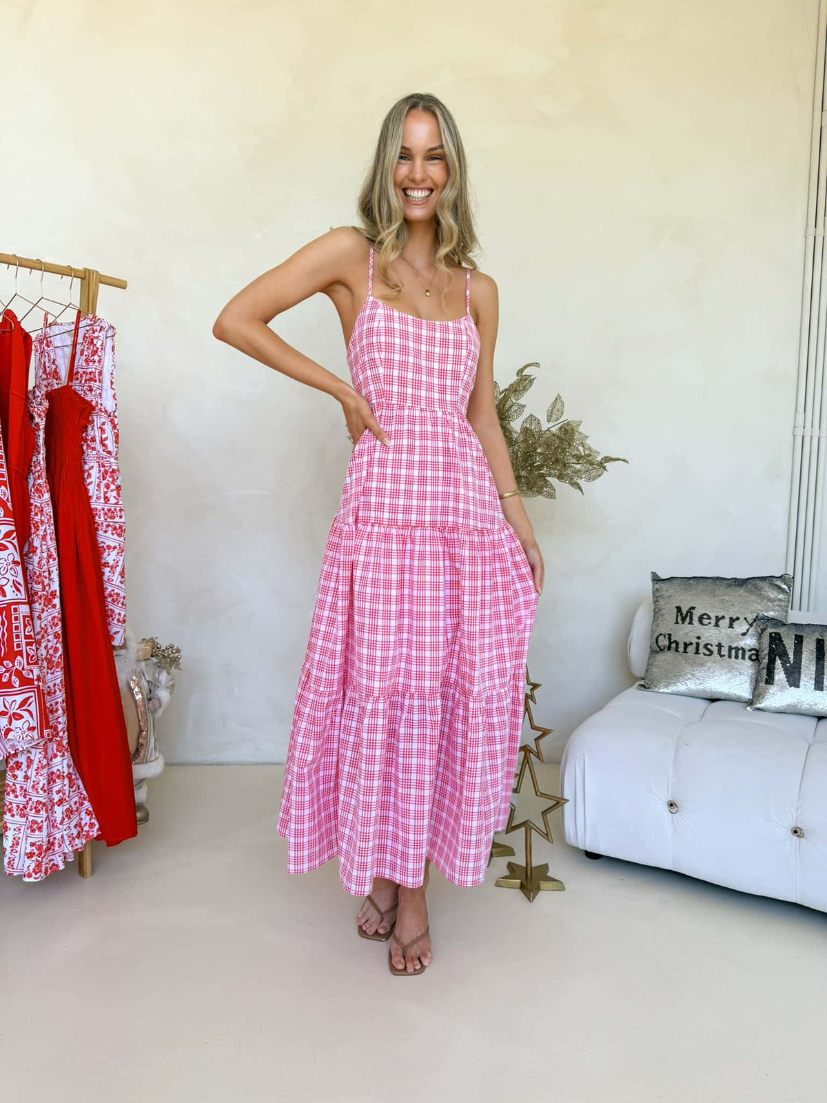 Georgie Maxi Dress - Red Plaid