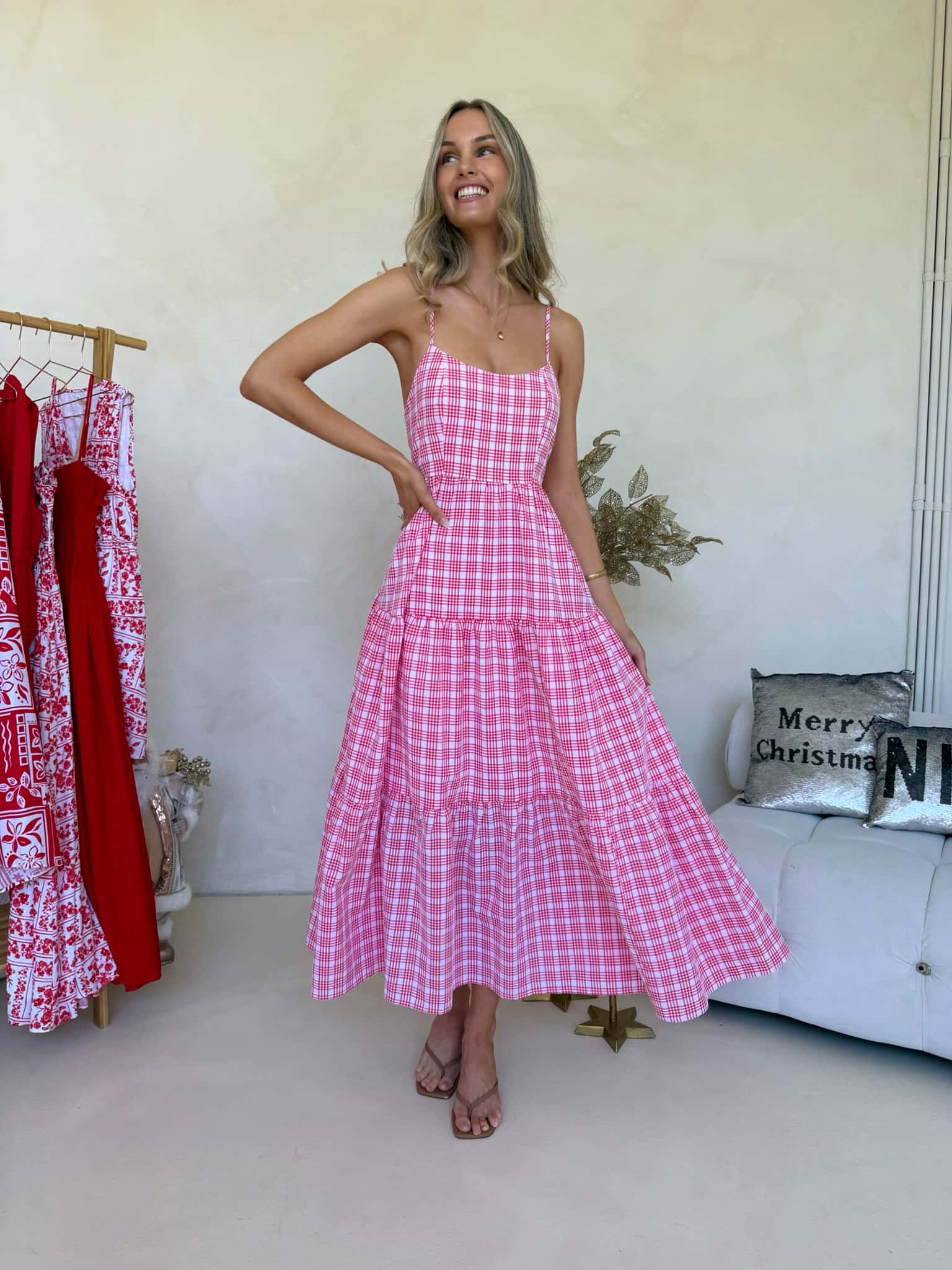 Georgie Maxi Dress - Red Plaid