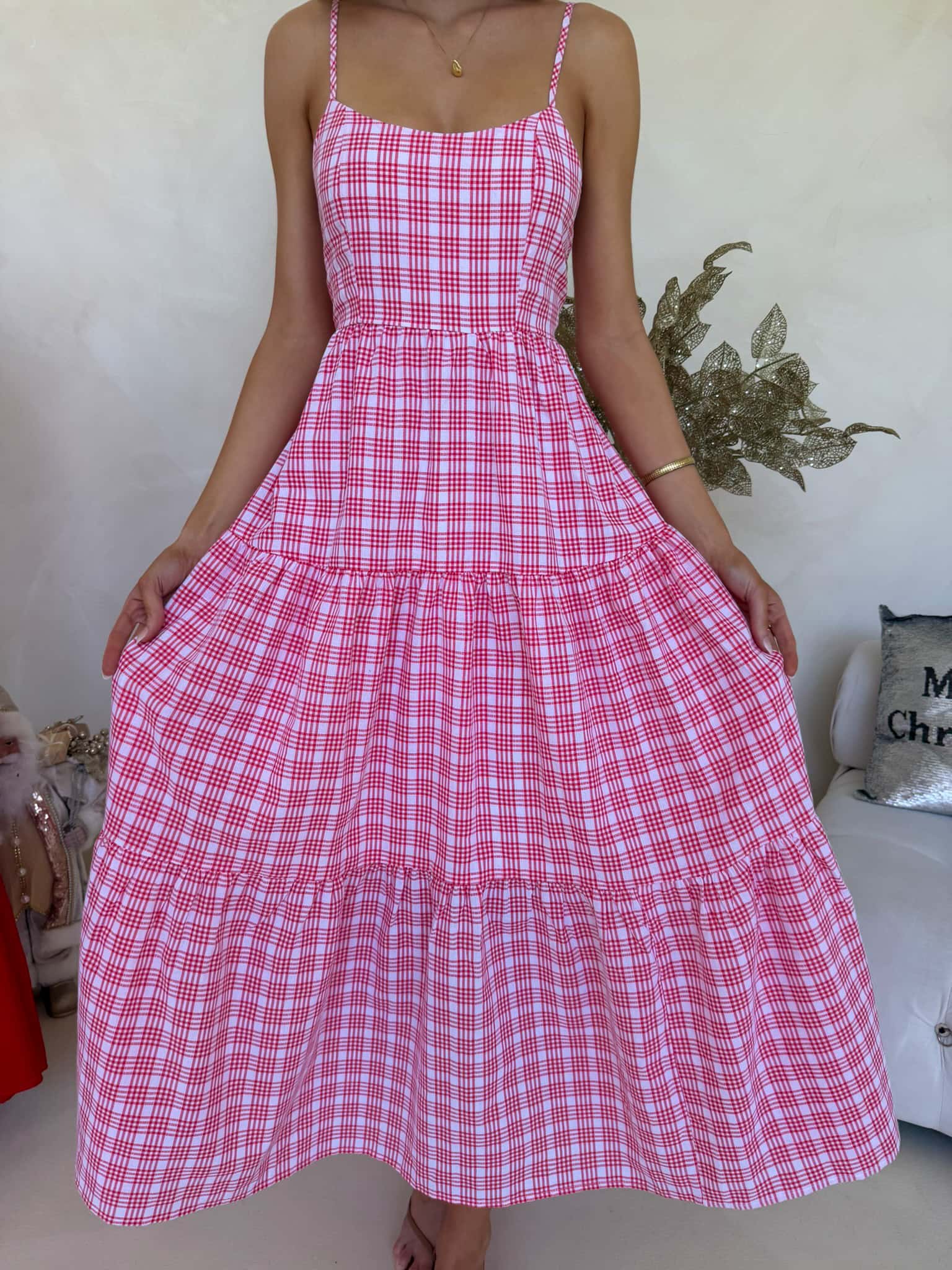 Georgie Maxi Dress - Red Plaid