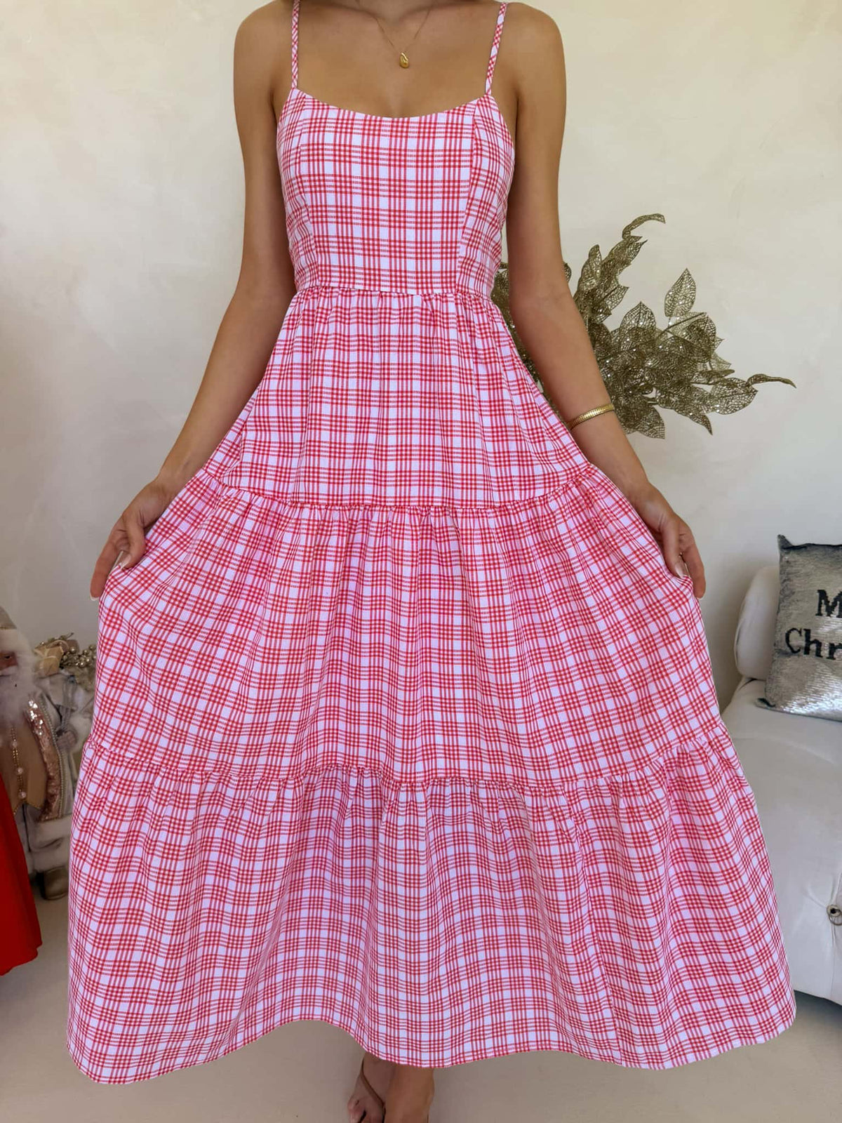 Georgie Maxi Dress - Red Plaid