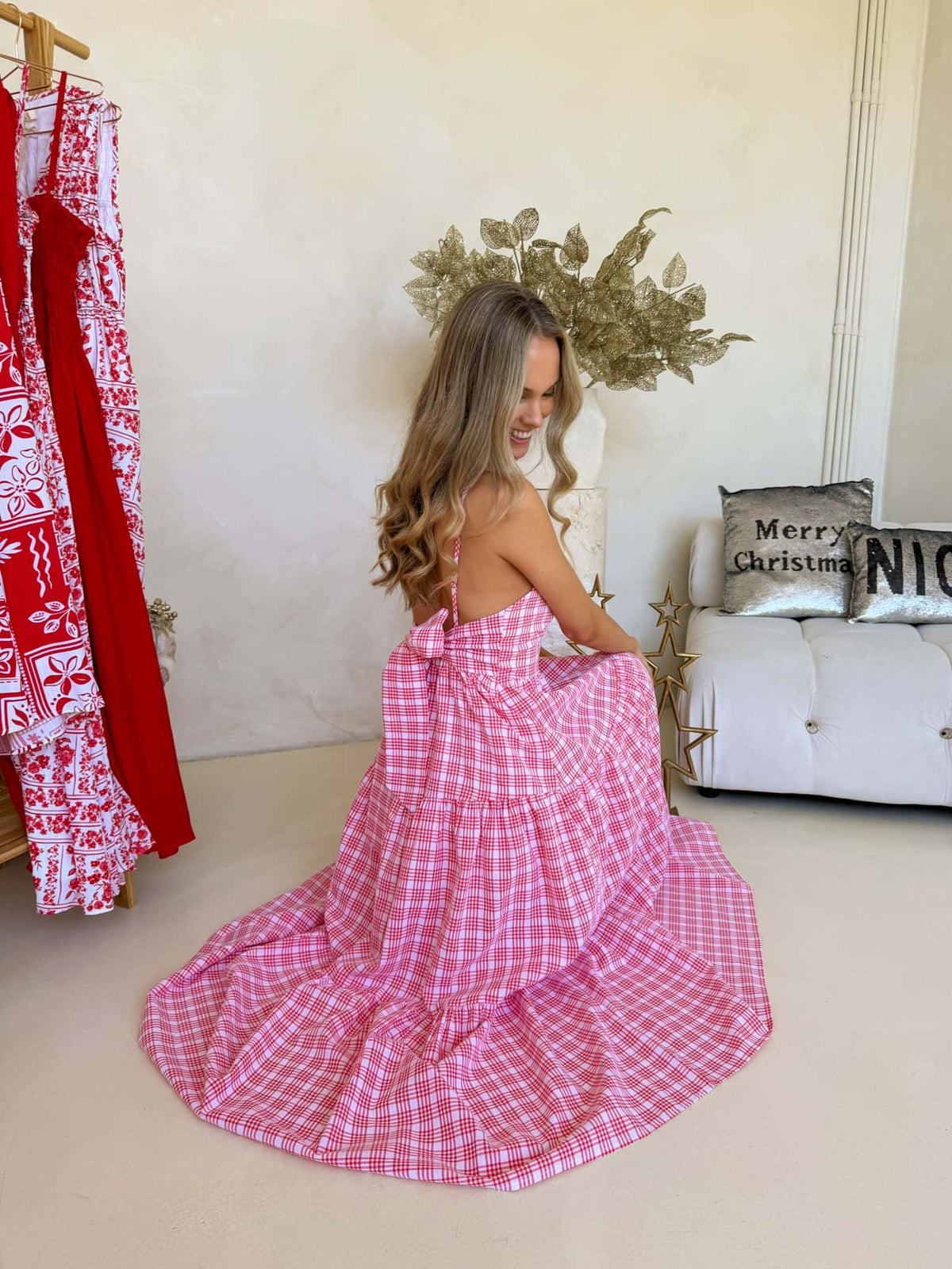 Georgie Maxi Dress - Red Plaid