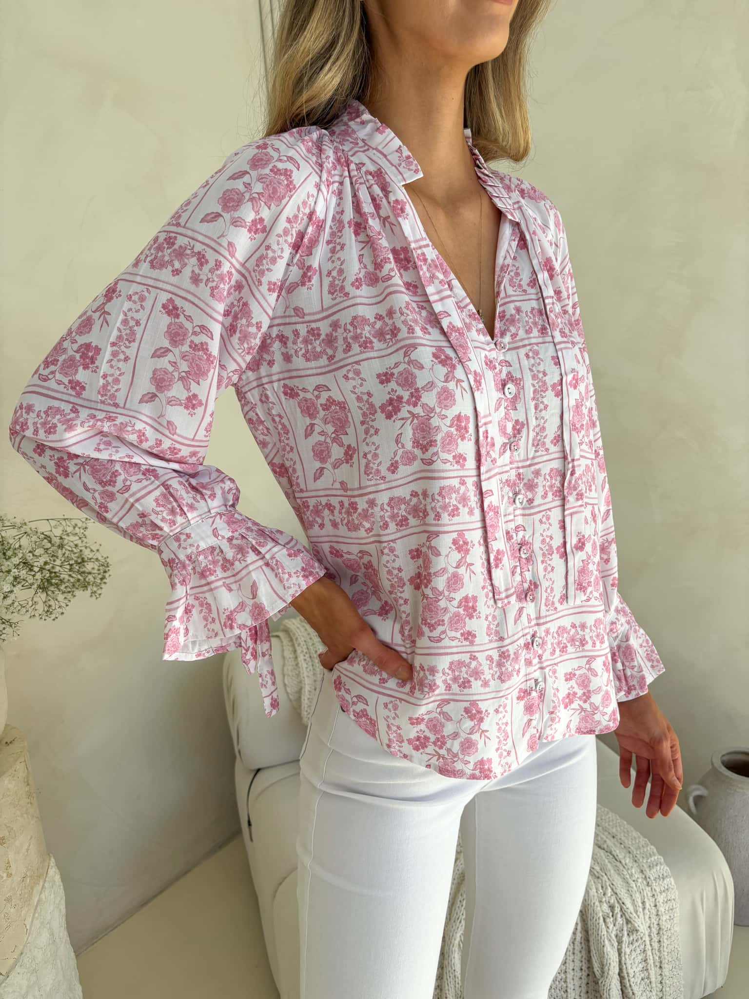 Palos Blouse - Petal & Poise Print