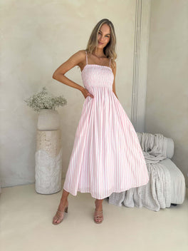 Palm Cove Dress - Pink Stripe