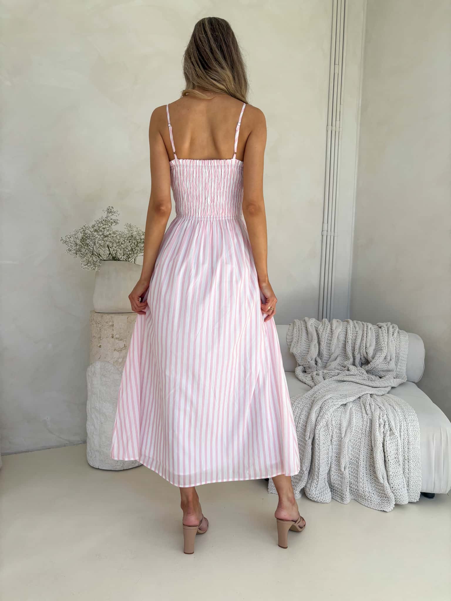 Palm Cove Dress - Pink Stripe
