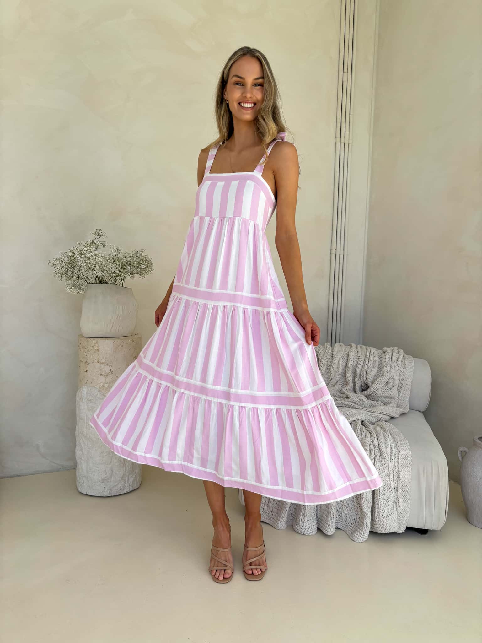 Cleo Maxi Dress - Light Orchid Stripe