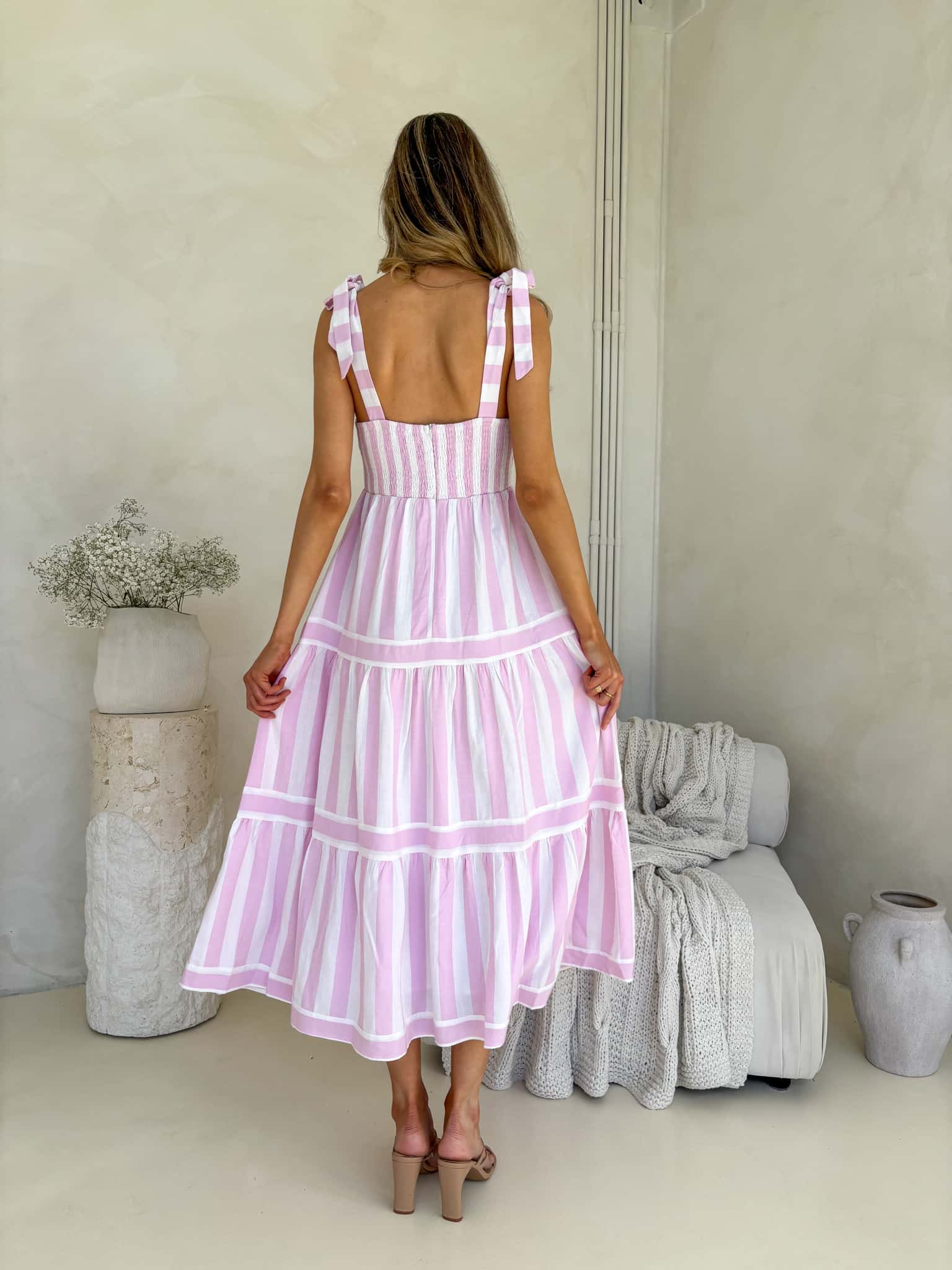 Cleo Maxi Dress - Light Orchid Stripe