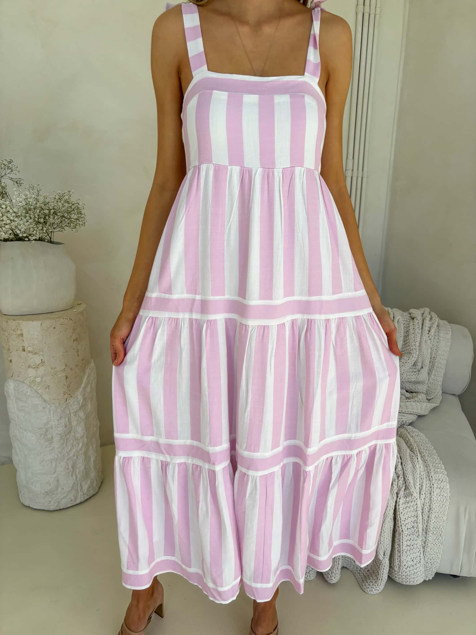 Cleo Maxi Dress - Light Orchid Stripe