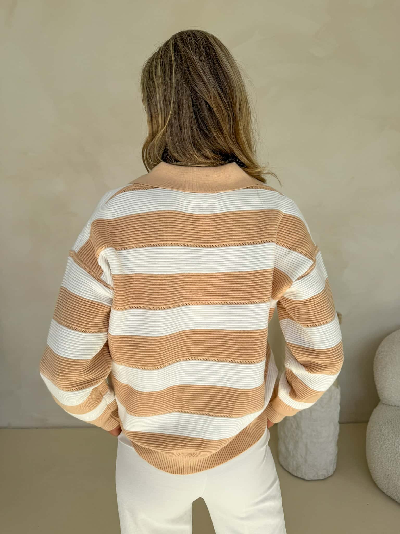 Harlow Knit - Beige & White