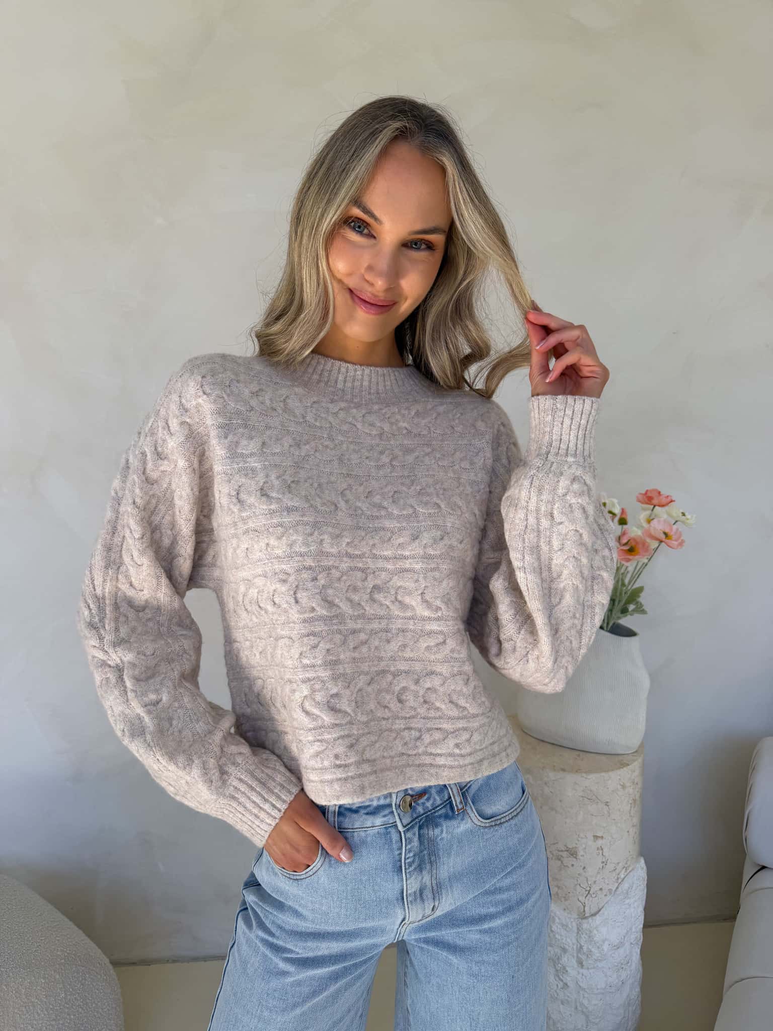 Heidi Knit - Natural with Multi Fleck