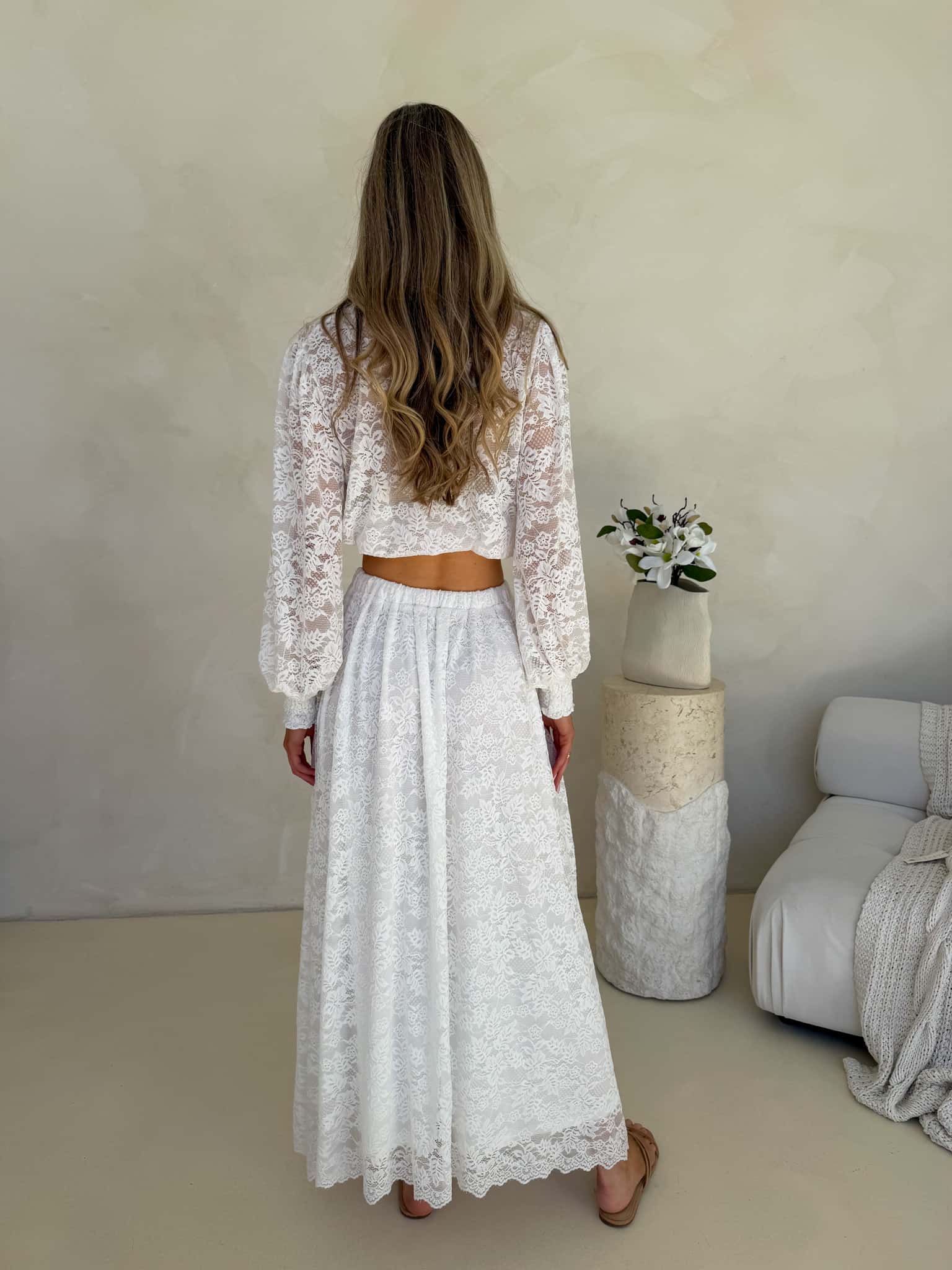 Amelie Lace Skirt - White