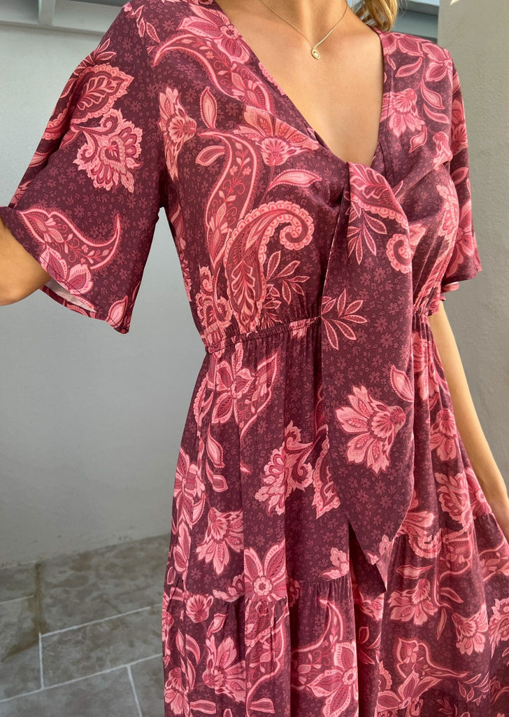 Lily Maxi Dress  - Malbec Print