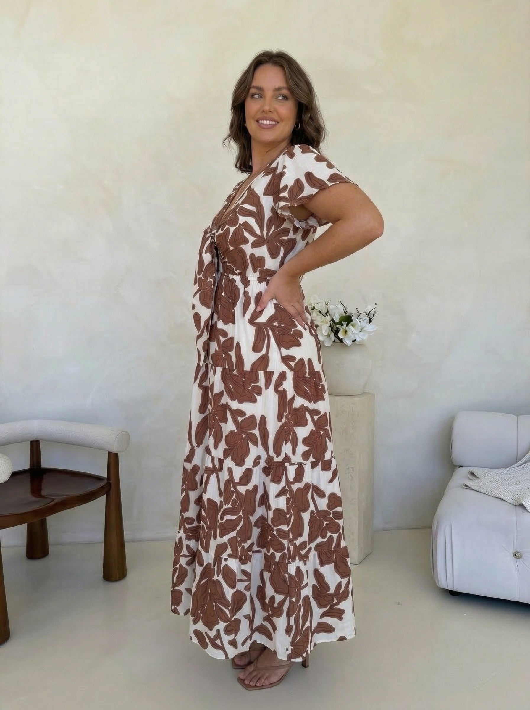 Lily Maxi Dress - Clove Print