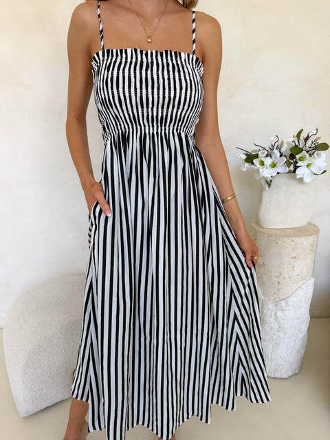 Palm Cove Dress - Black & White Stripe