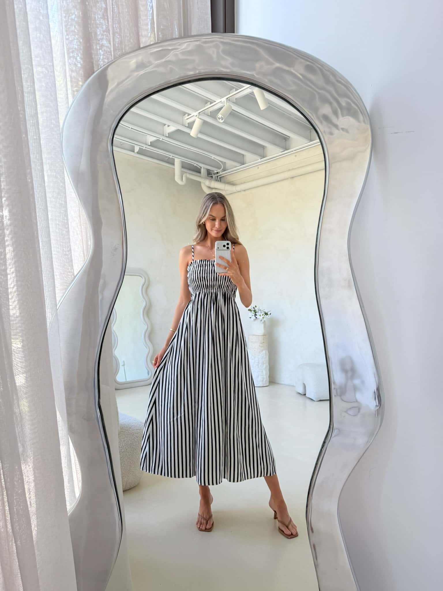 Palm Cove Dress - Black & White Stripe