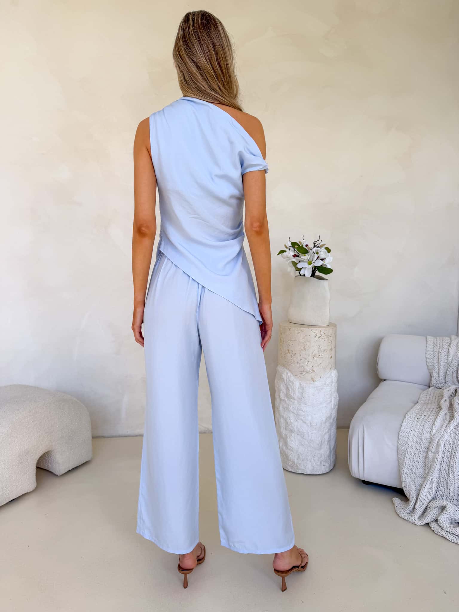 Reese Asymetrical Top - Ice Blue
