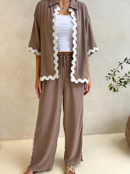 Tanah Ric Rac Top- Taupe