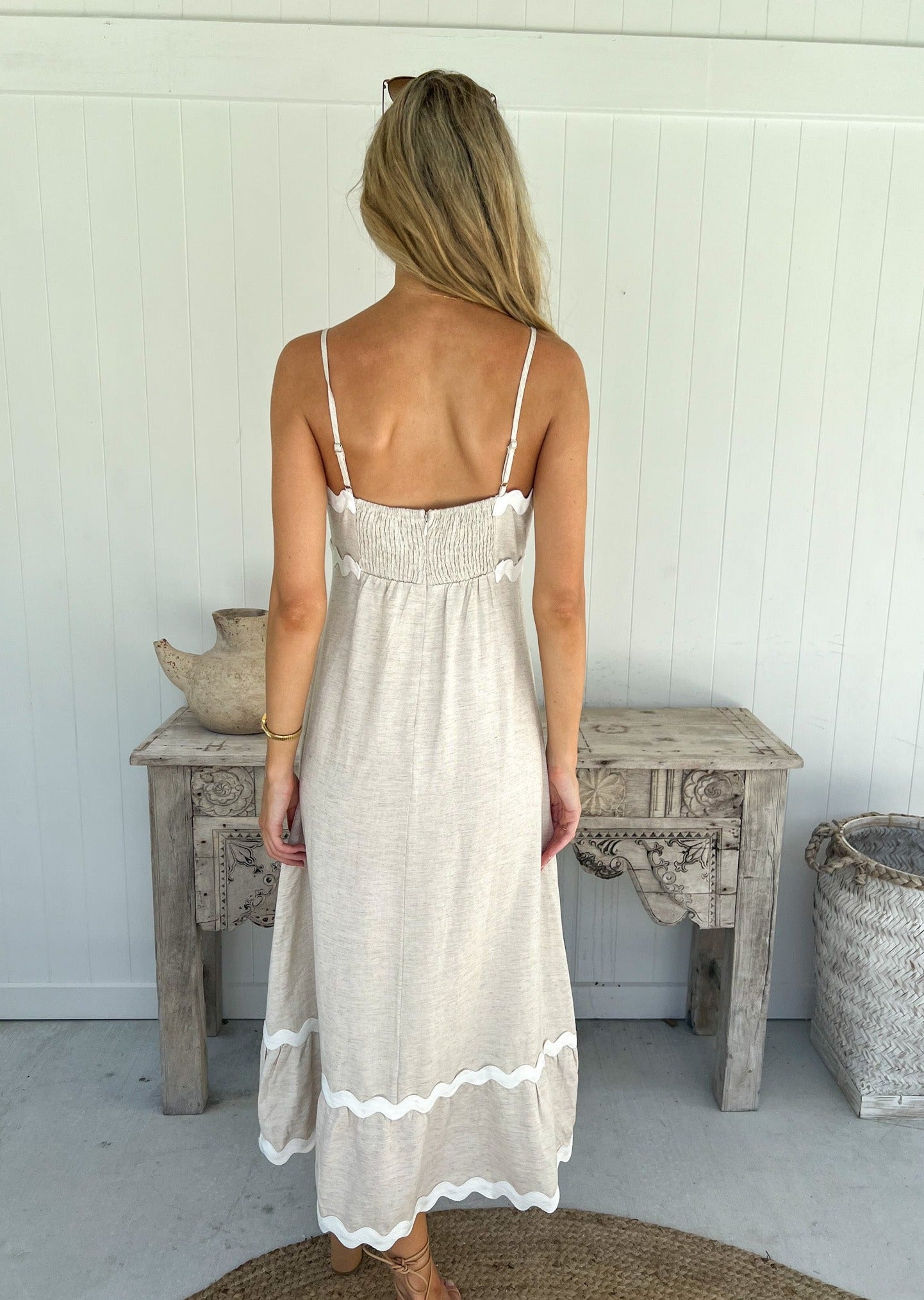 Lucille Dress - Natural and White