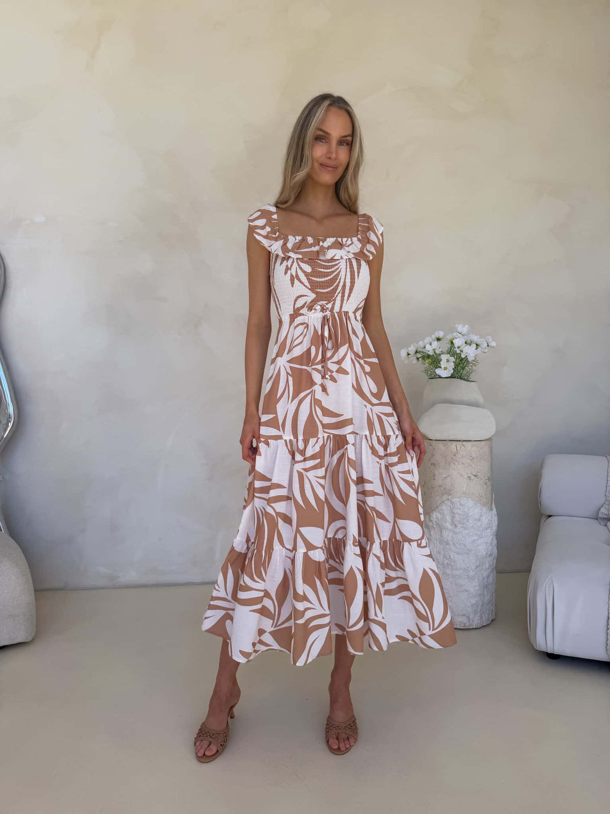 Rylan Off Shoulder Dress - Serene Print