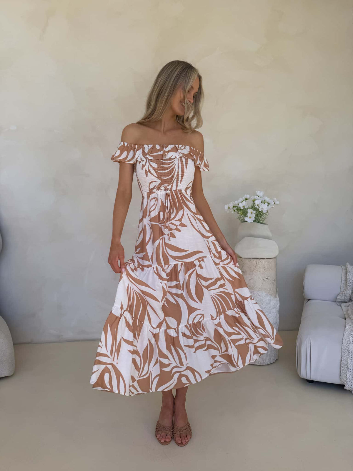 Rylan Off Shoulder Dress - Serene Print
