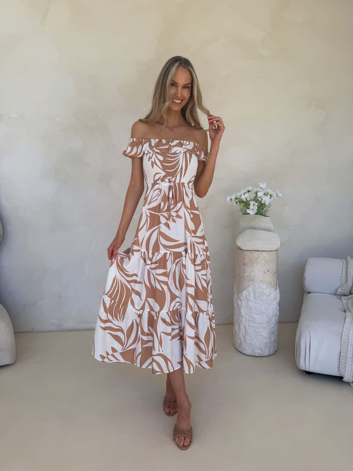 Rylan Off Shoulder Dress - Serene Print