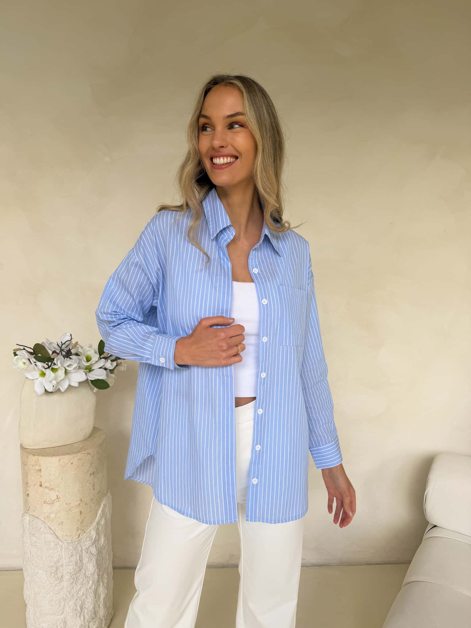 Ryleigh Shirt - Blue / White Stripe