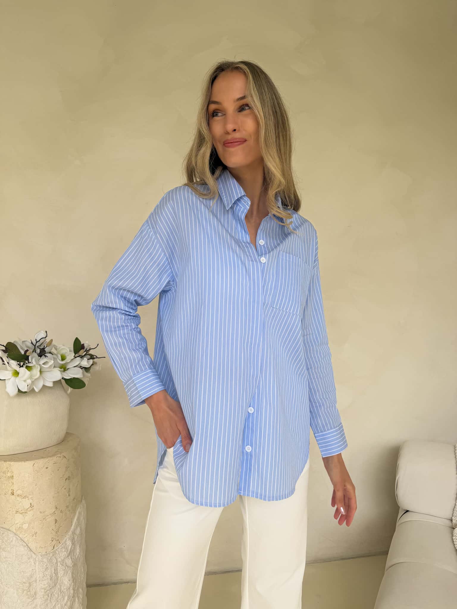 Ryleigh Shirt - Blue / White Stripe