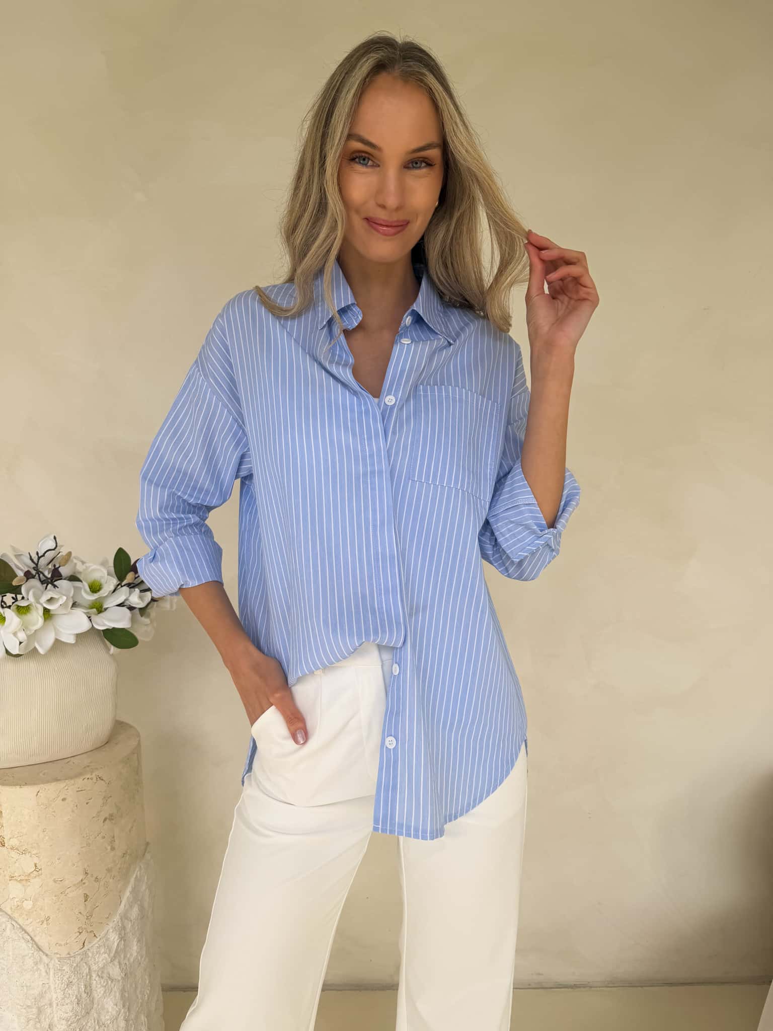 Ryleigh Shirt - Blue / White Stripe