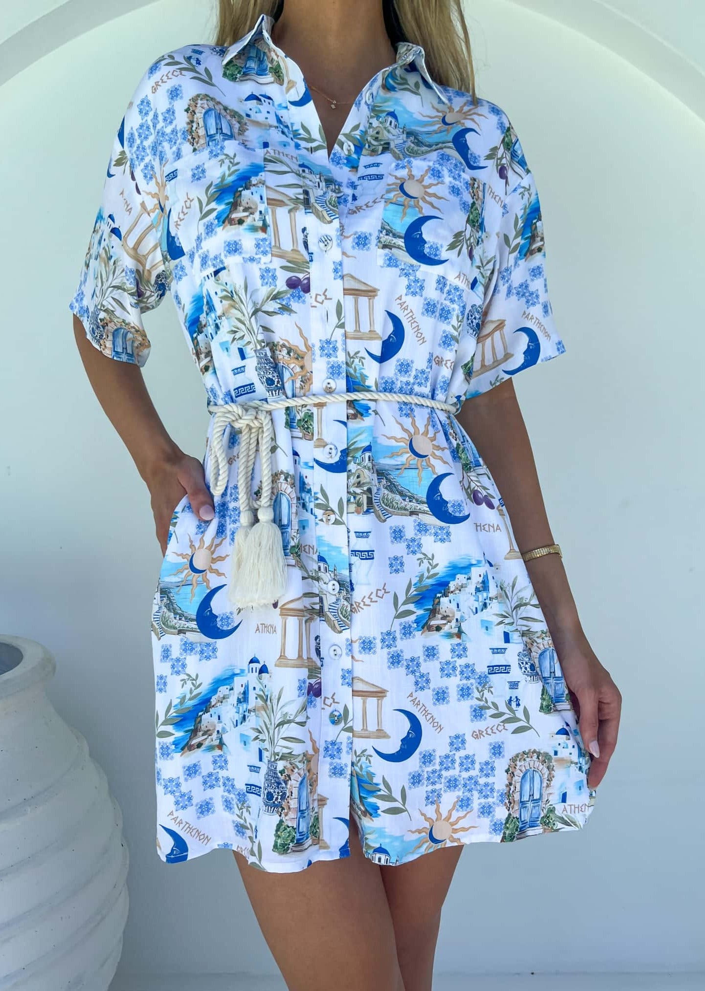Sally Rope Shirt Dress - Exclusive Athena Print