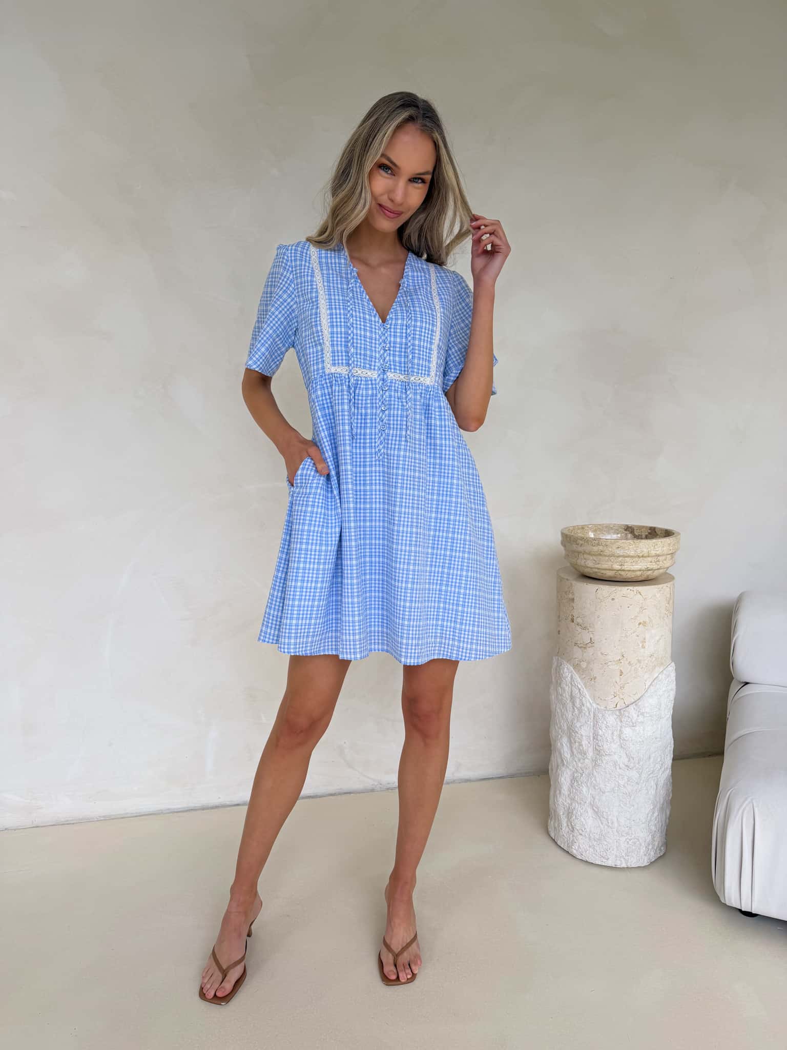 Sienna Dress - Blue Gingham