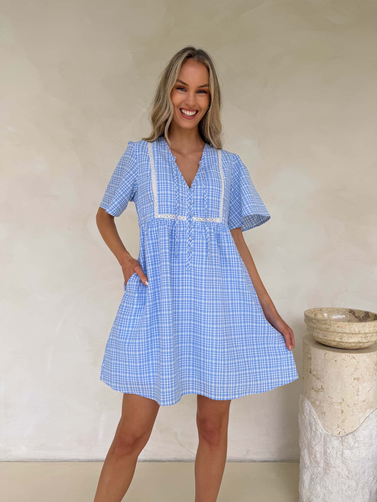 Sienna Dress - Blue Gingham