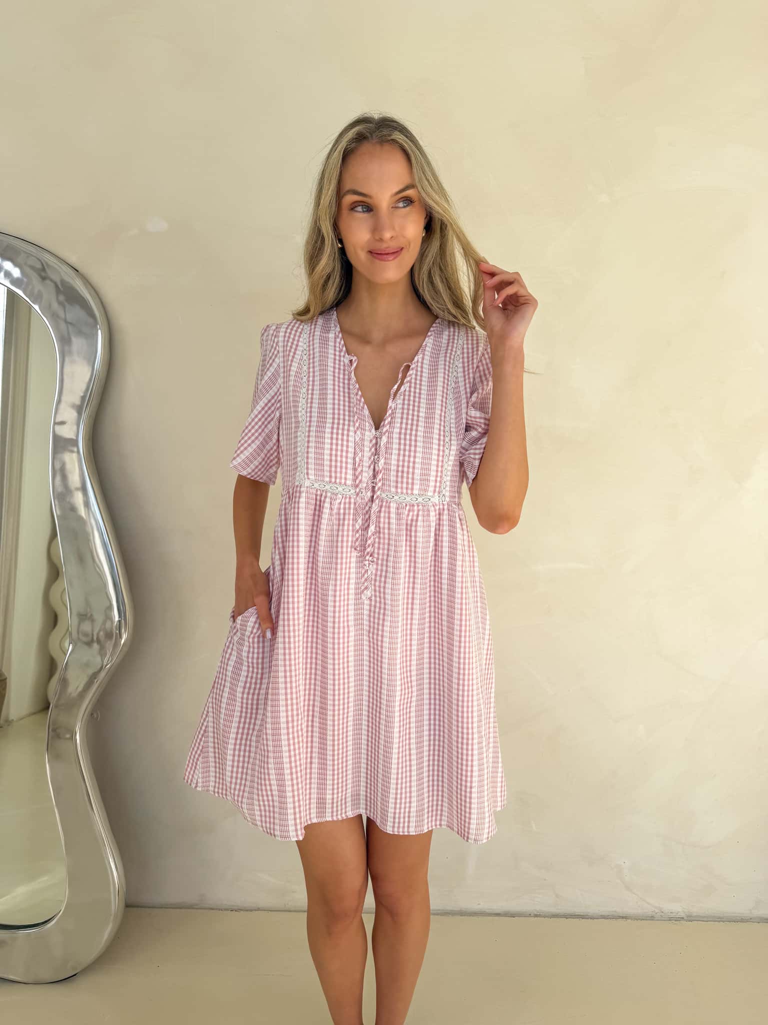 Sienna Dress - Dusty Pink Gingham