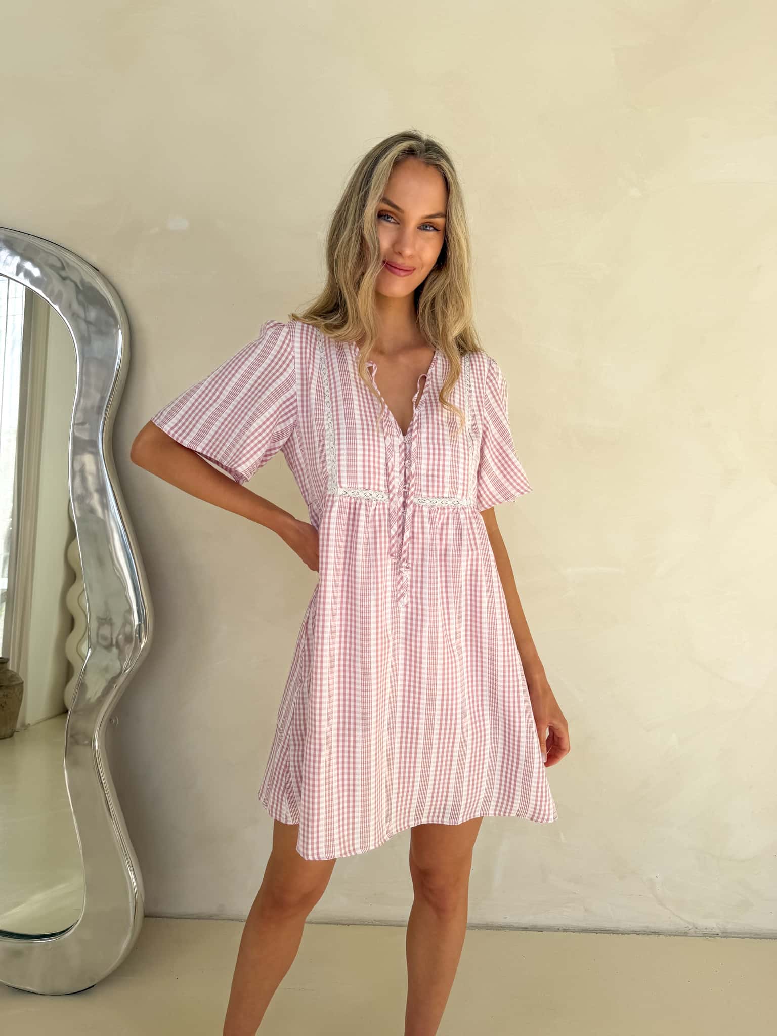 Sienna Dress - Dusty Pink Gingham