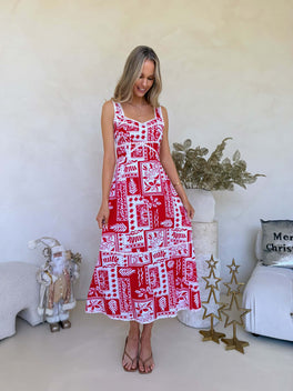 Stella Dress - Candy Cane Print