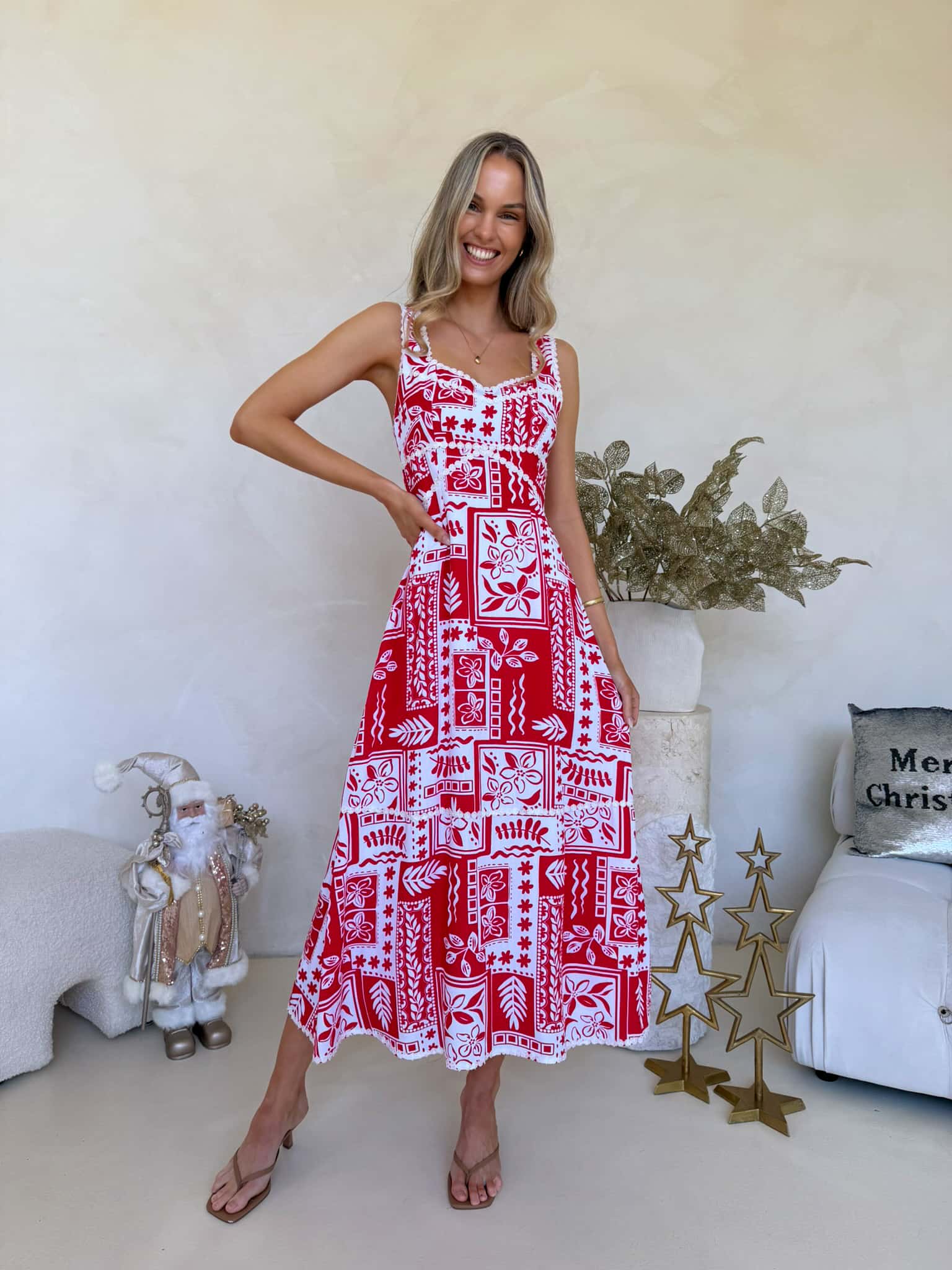 Stella Dress - Candy Cane Print