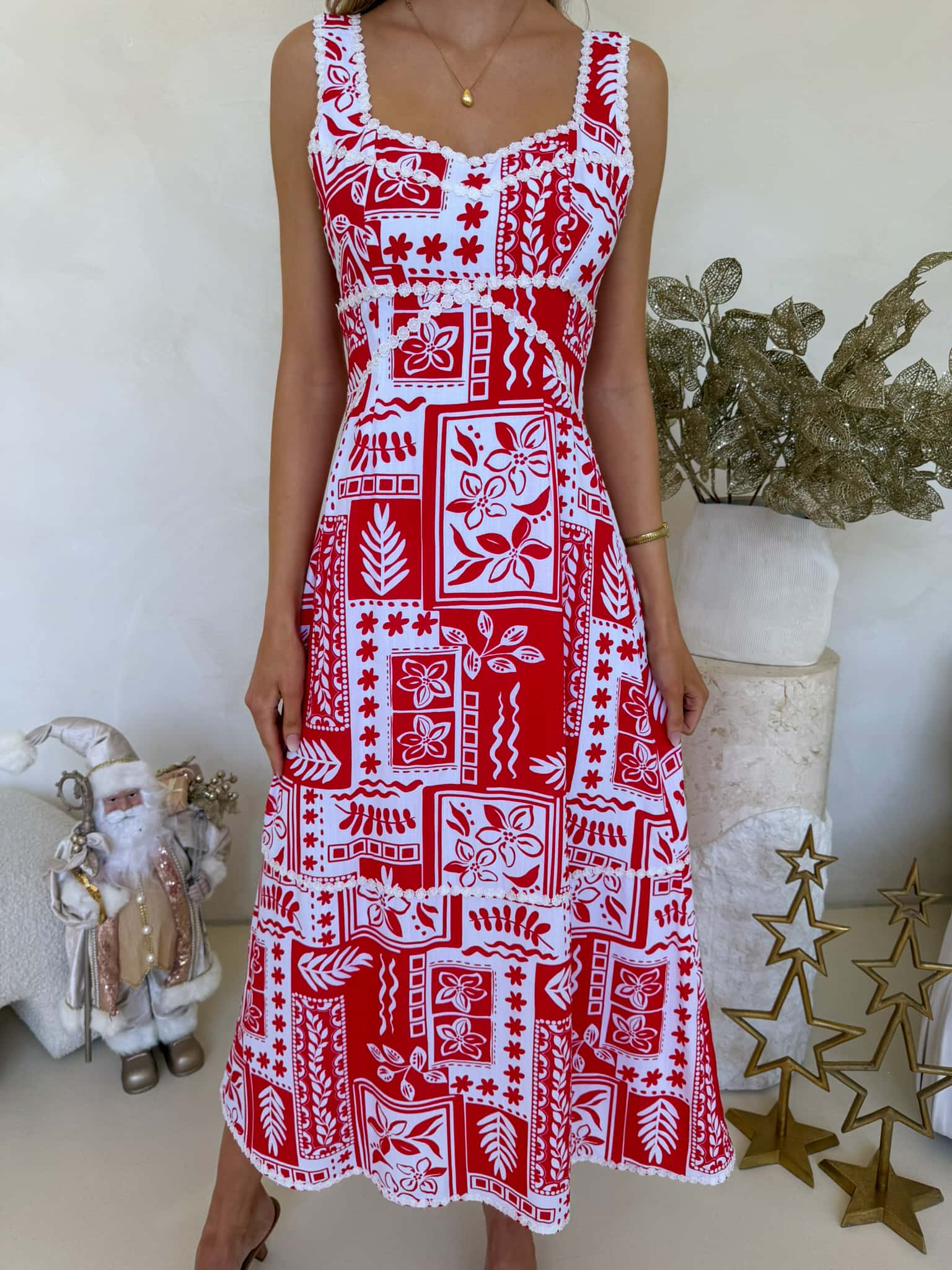 Stella Dress - Candy Cane Print