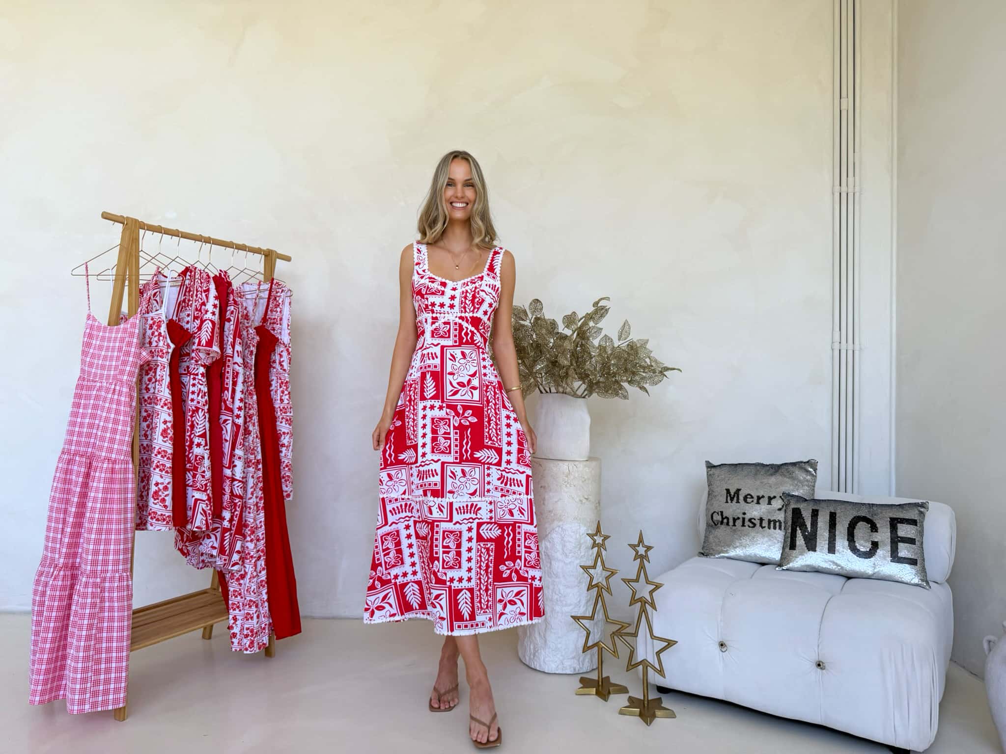 Stella Dress - Candy Cane Print