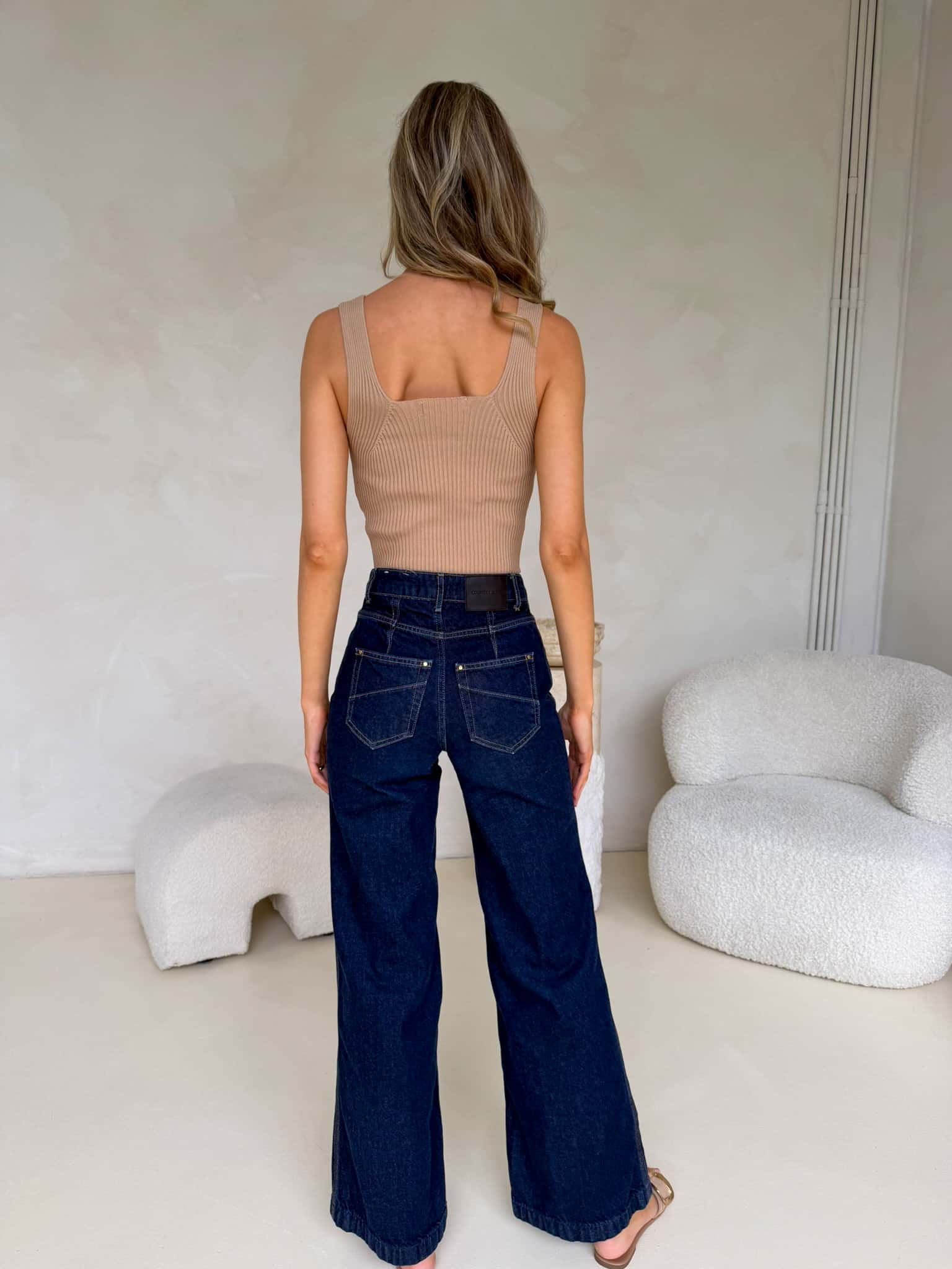 Tate Cropped Tank - Tan