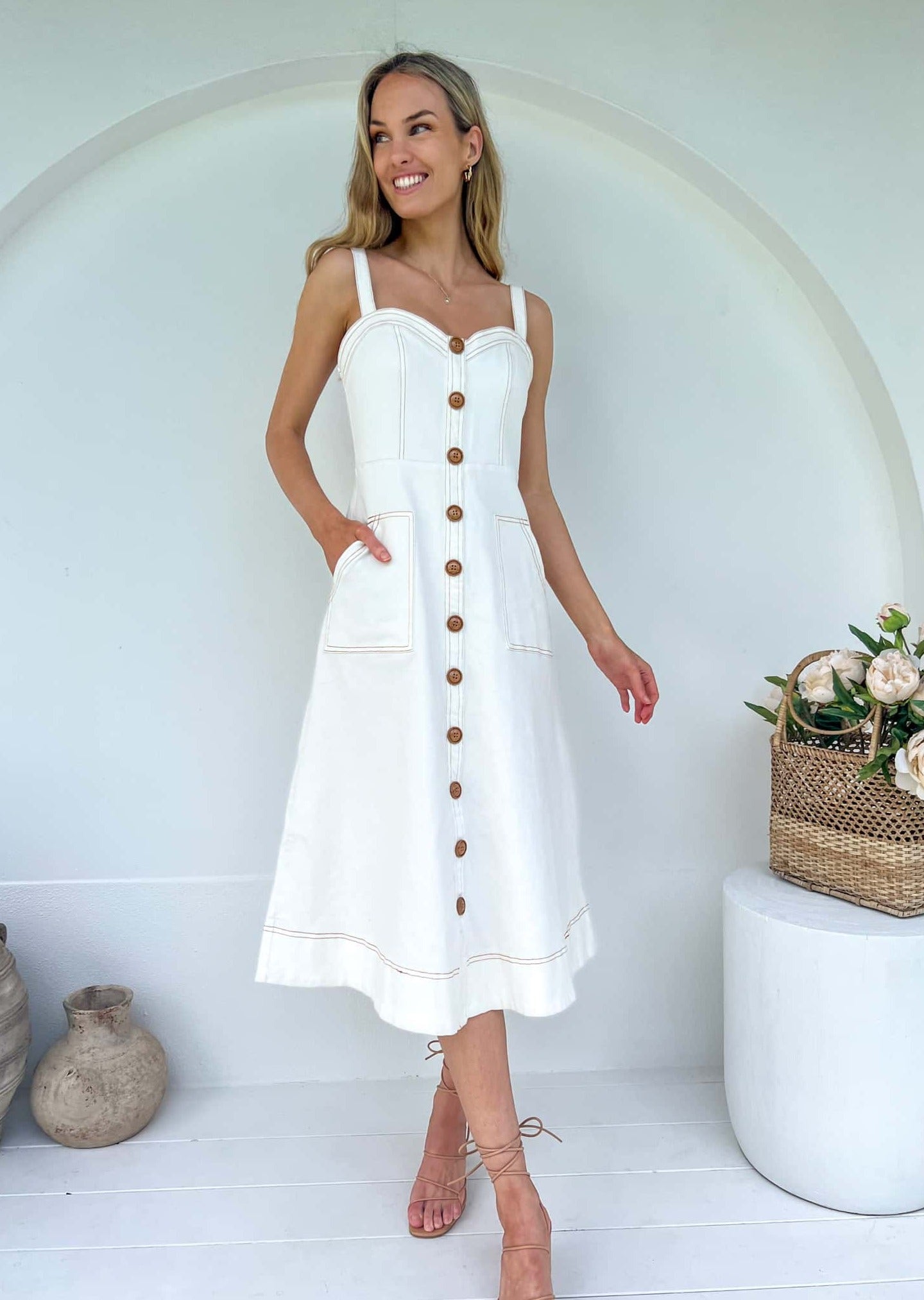 Evelyn Denim Dress - White